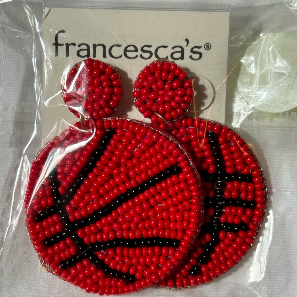 Basketball Seed Beaded Drop Earrings